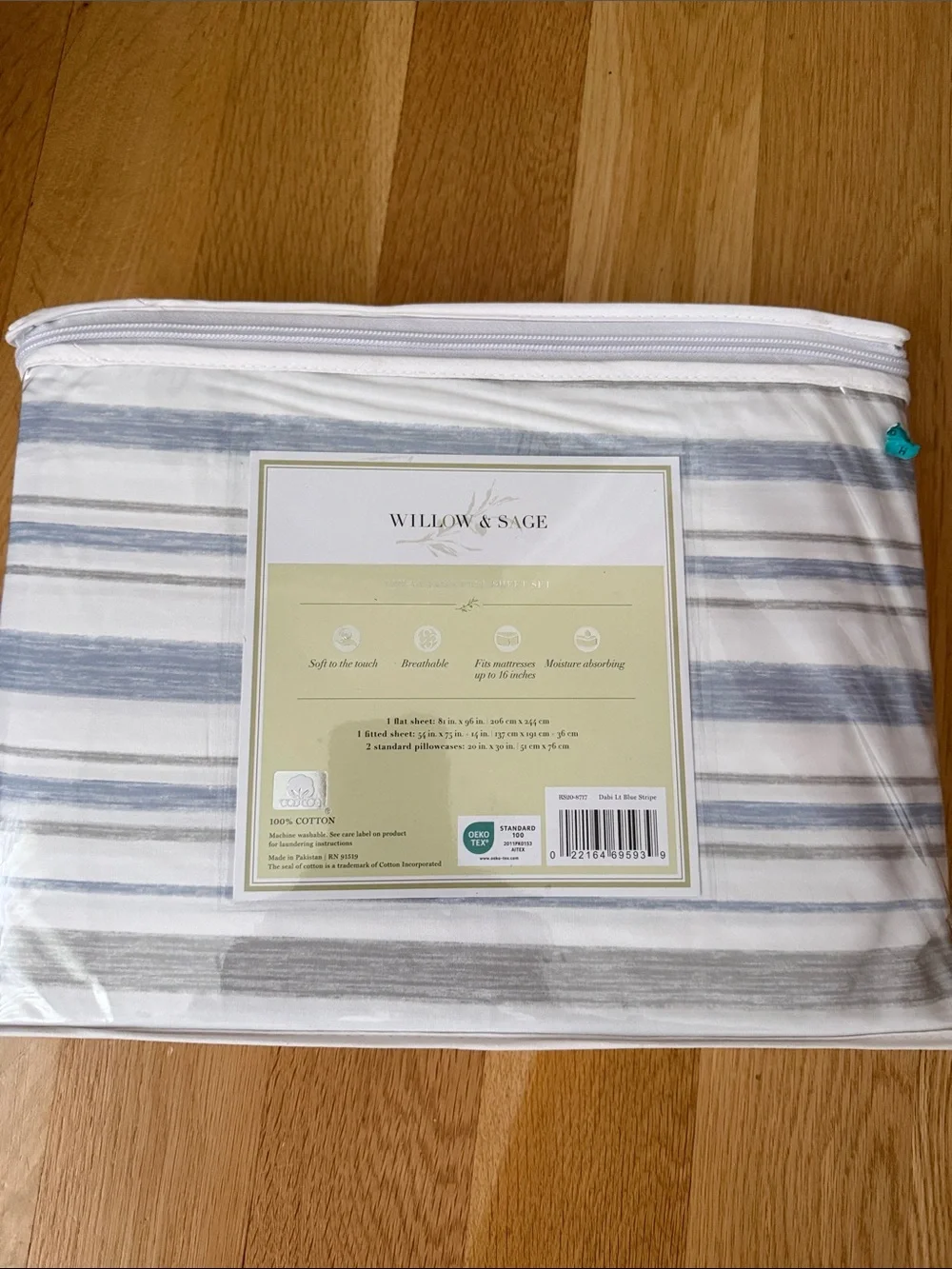 Full Cotton Sheet Set - Blue Stripe